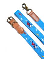 Embroidered Leather Dog Collar and Lead Set