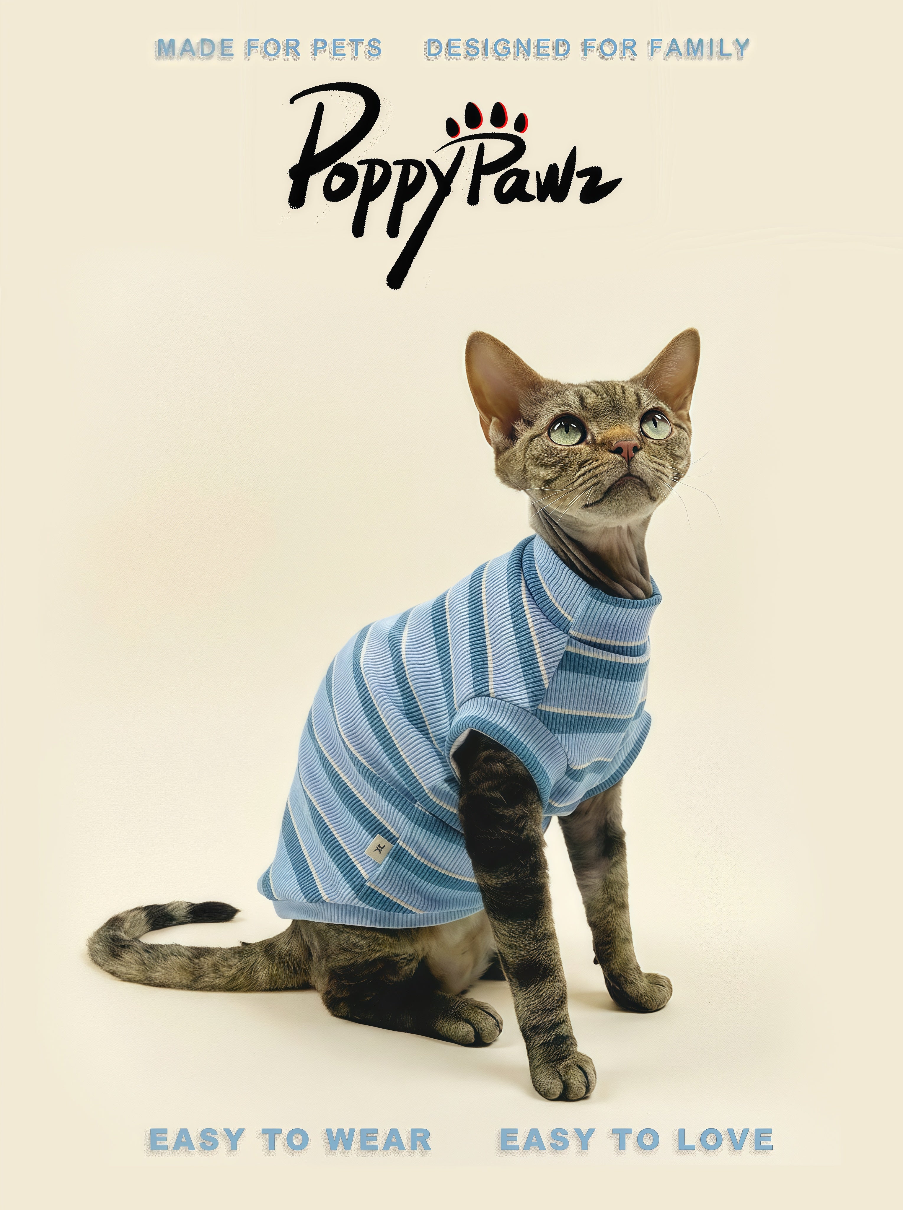 Cotton Striped Cat T-Shirt