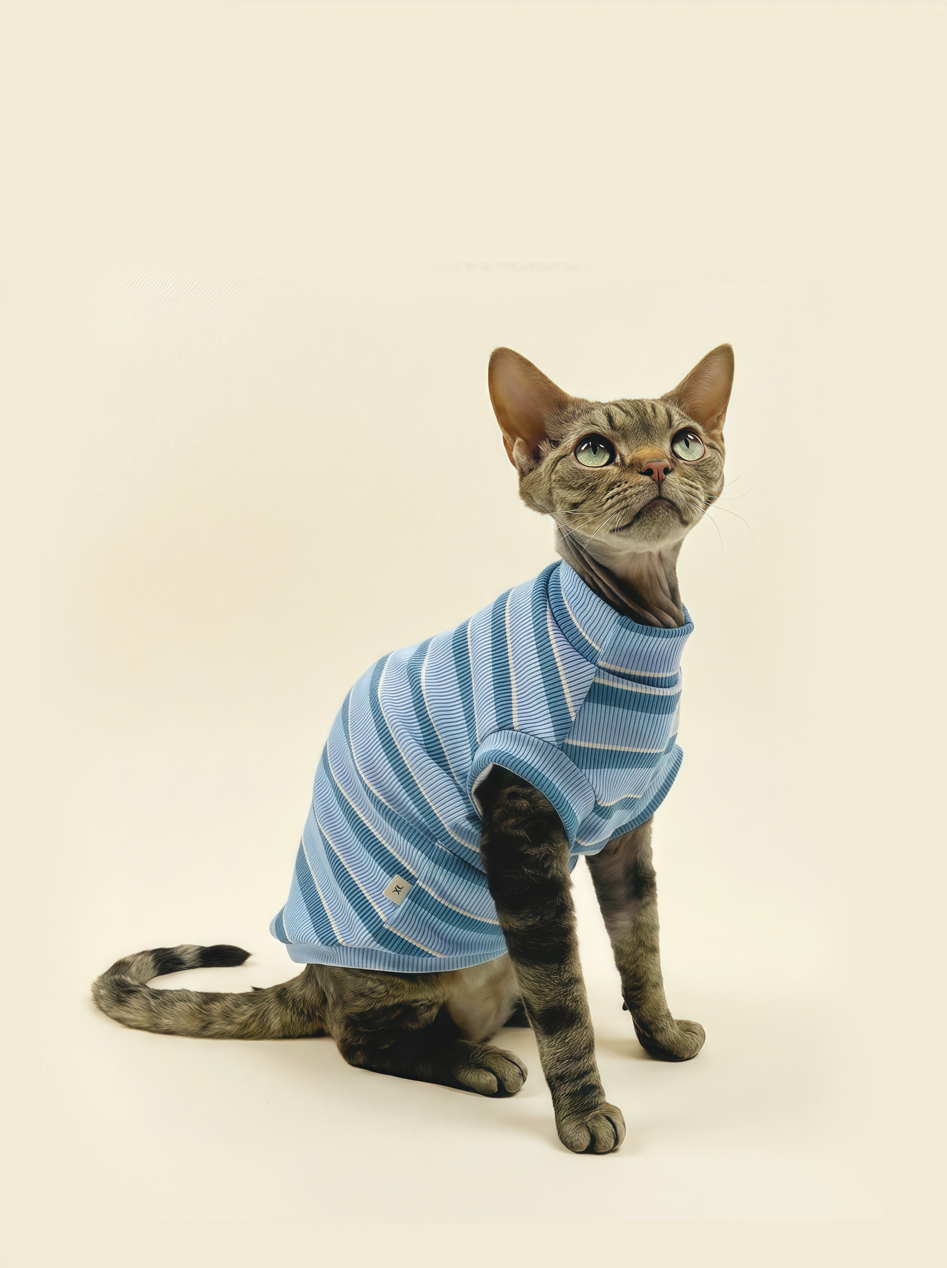 Cotton Striped Cat T-Shirt