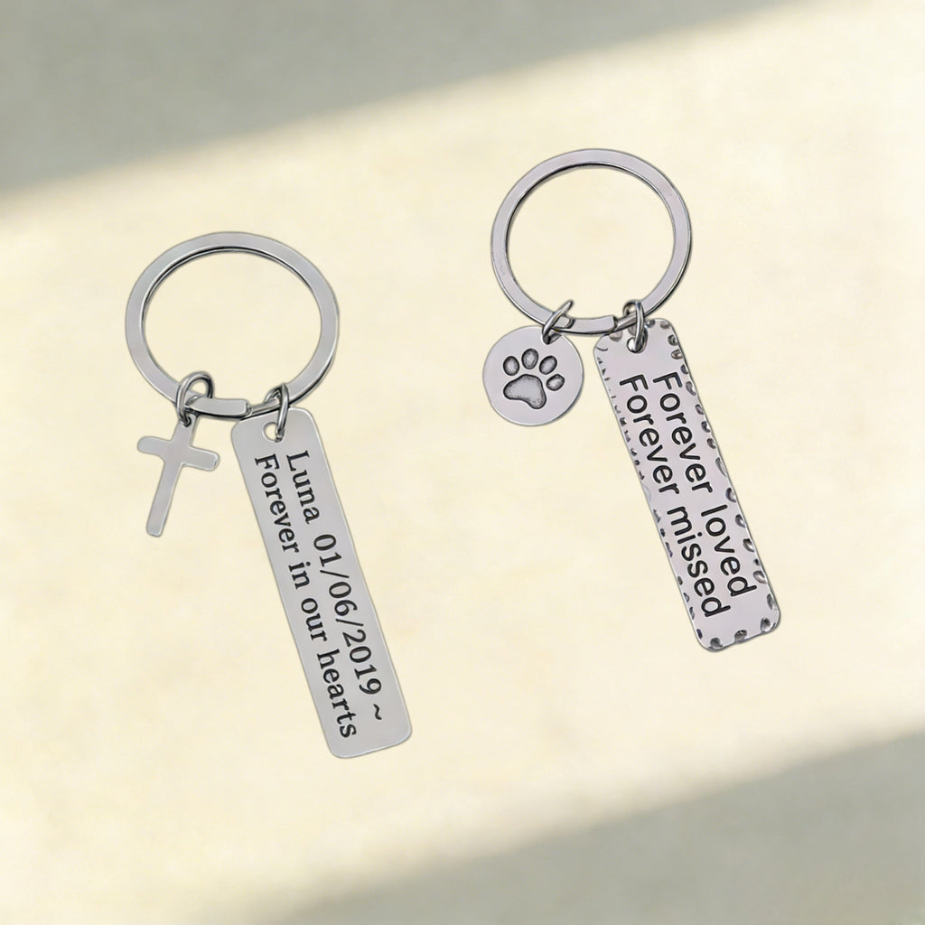 Personalised Engraved Bar & Disc Keychain