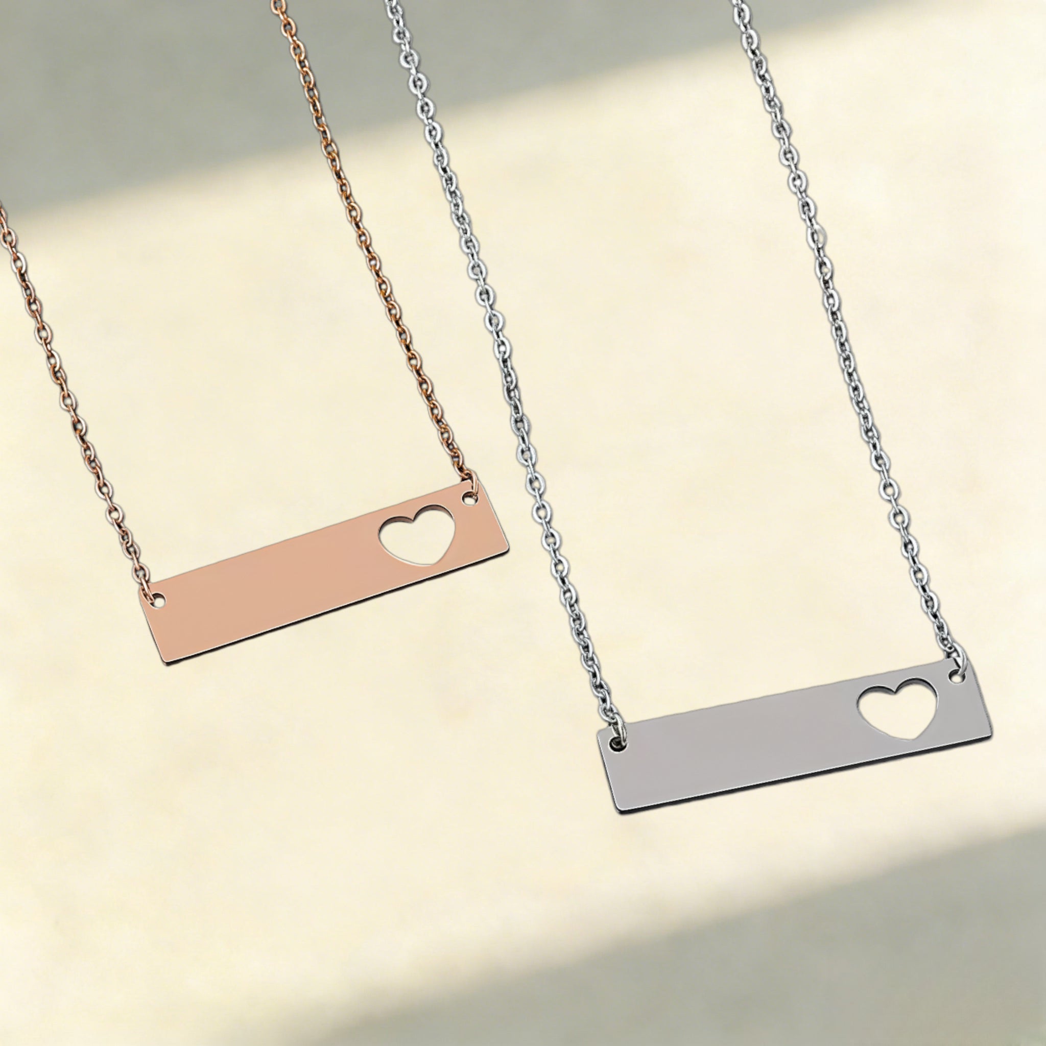 Personalised Engraved Heart Bar Necklace