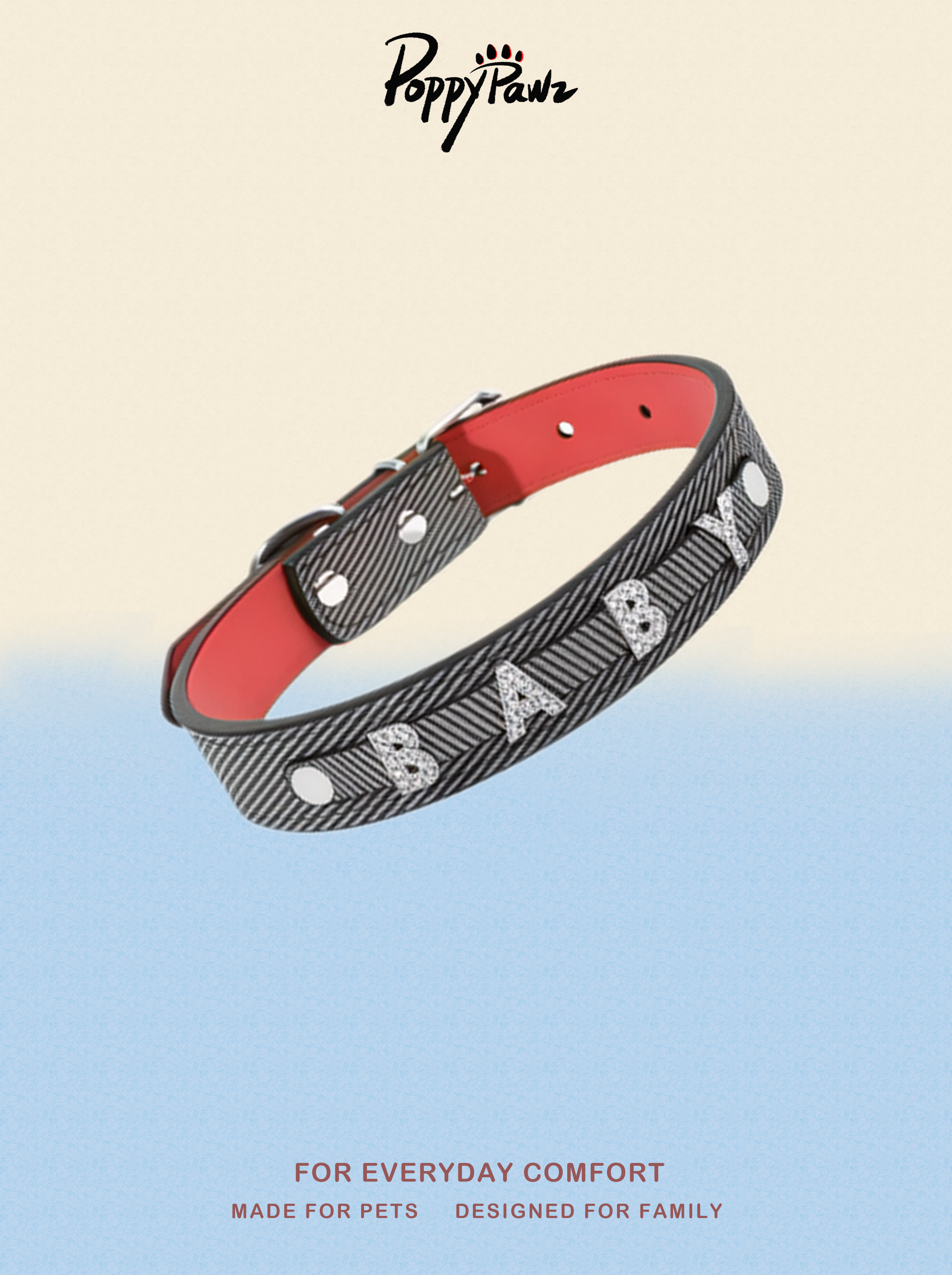 Personalised Leather Dog Collar with Letter Charms