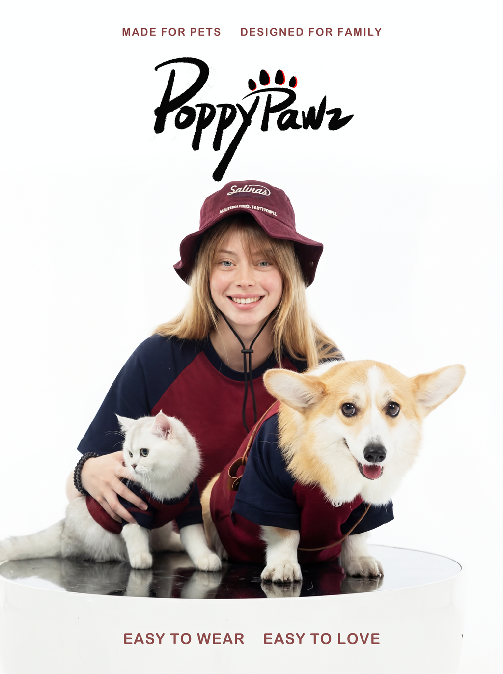 Matching Dog and Owner T-Shirt Set Burgundy