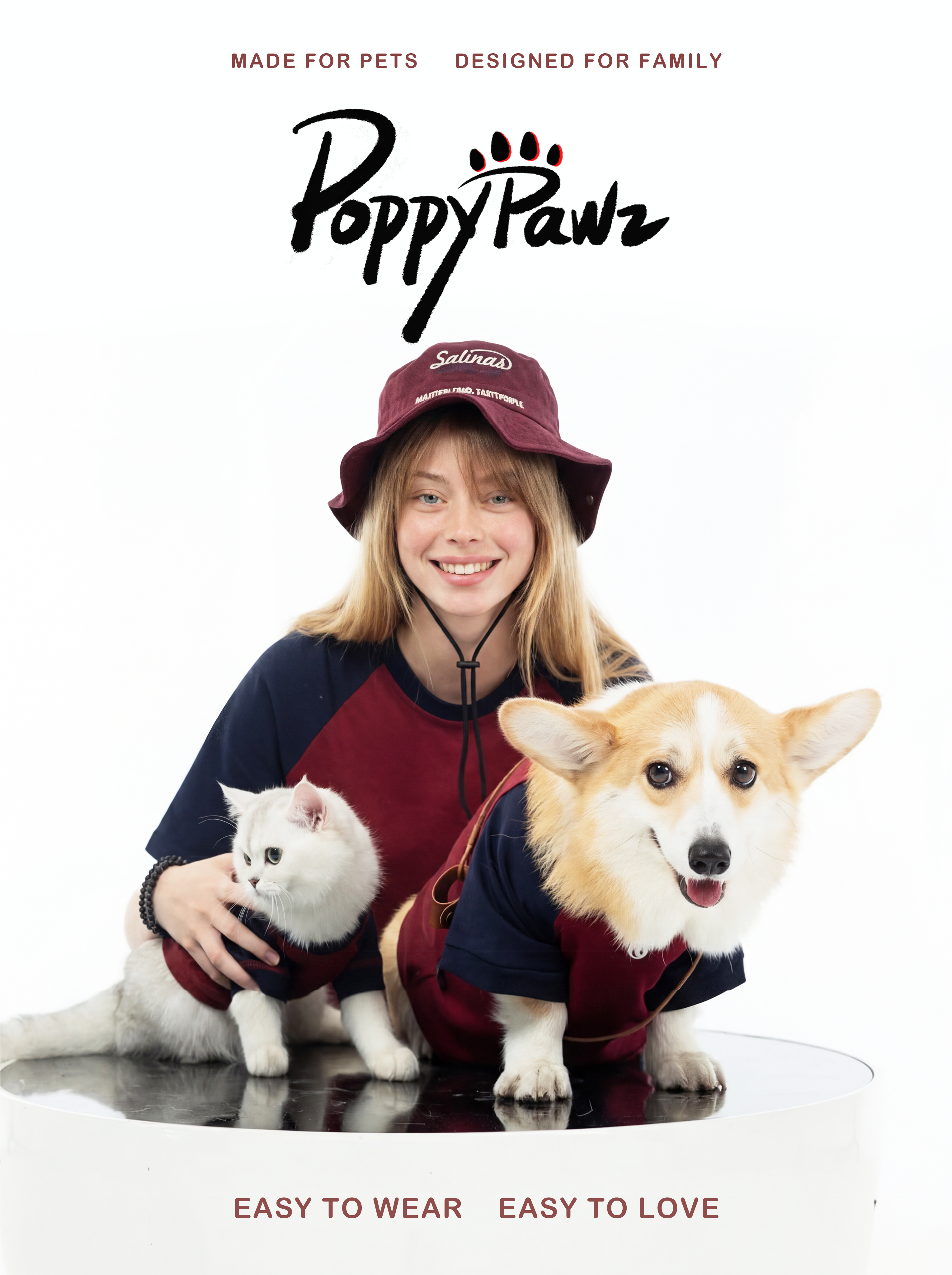 Matching Dog and Owner T-Shirt Set Burgundy