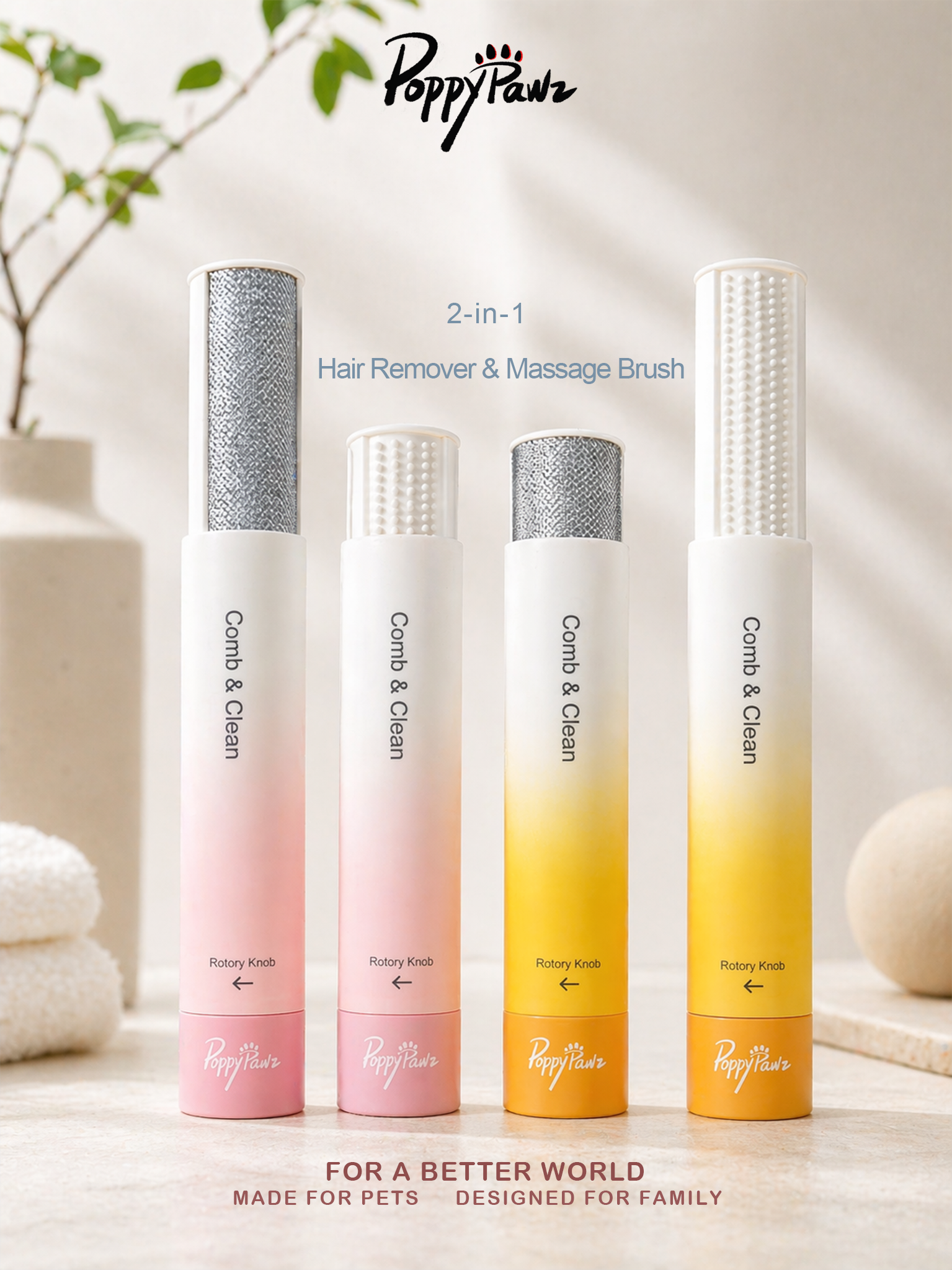 2-in-1 Pet Hair Remover and Grooming Massage Brush