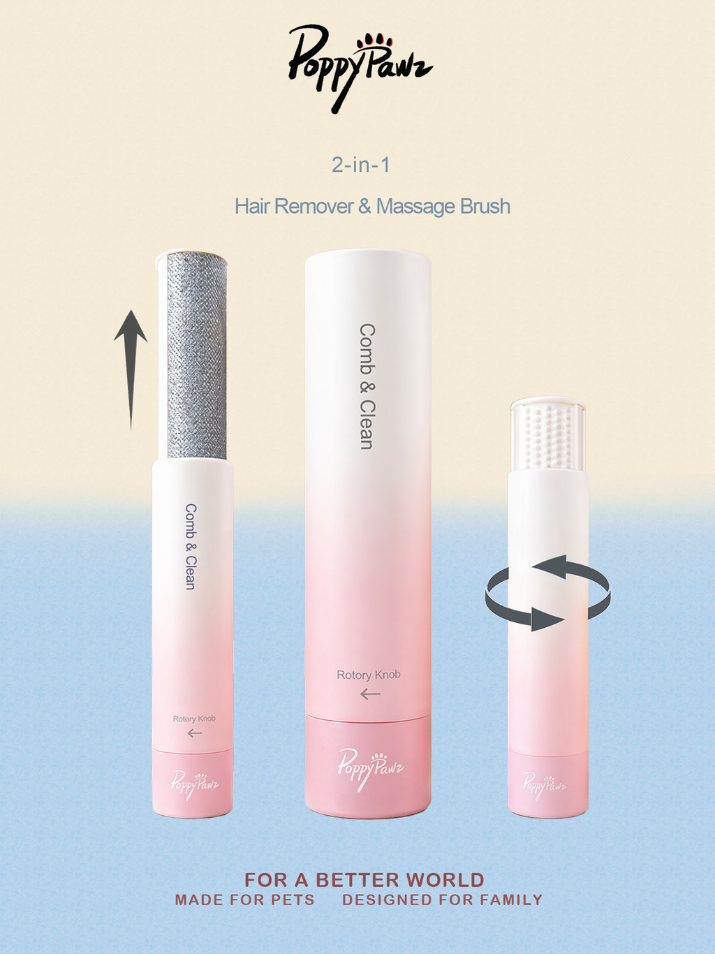 2-in-1 Pet Hair Remover and Grooming Massage Brush