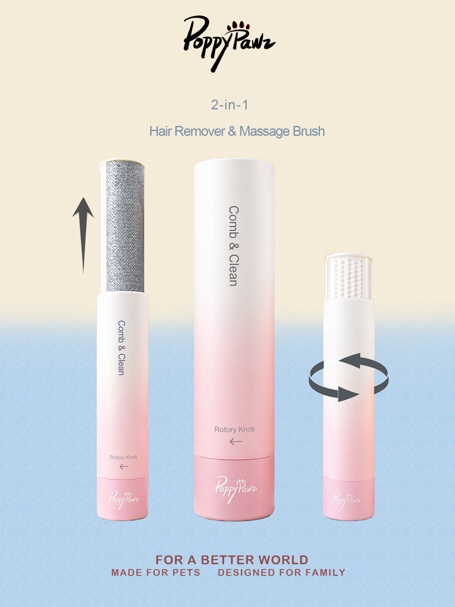 2-in-1 Pet Hair Remover and Grooming Massage Brush