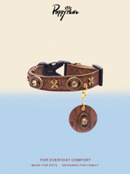 Vintage Leather Dog & Cat Collar with Medallion Charm