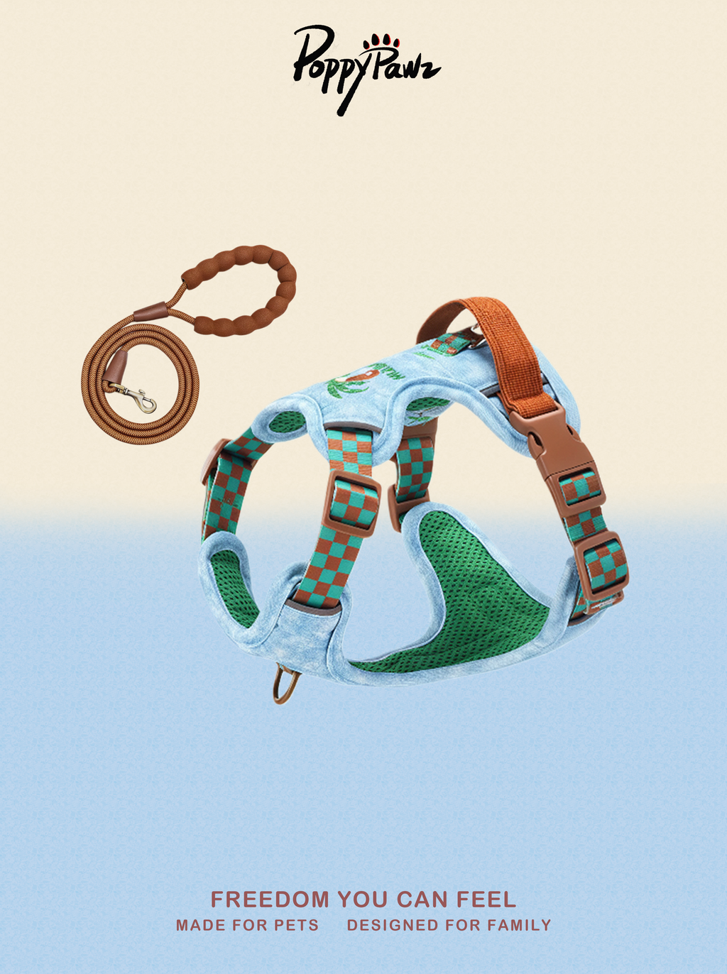 Denim No-Pull Dog Harness and Lead Set