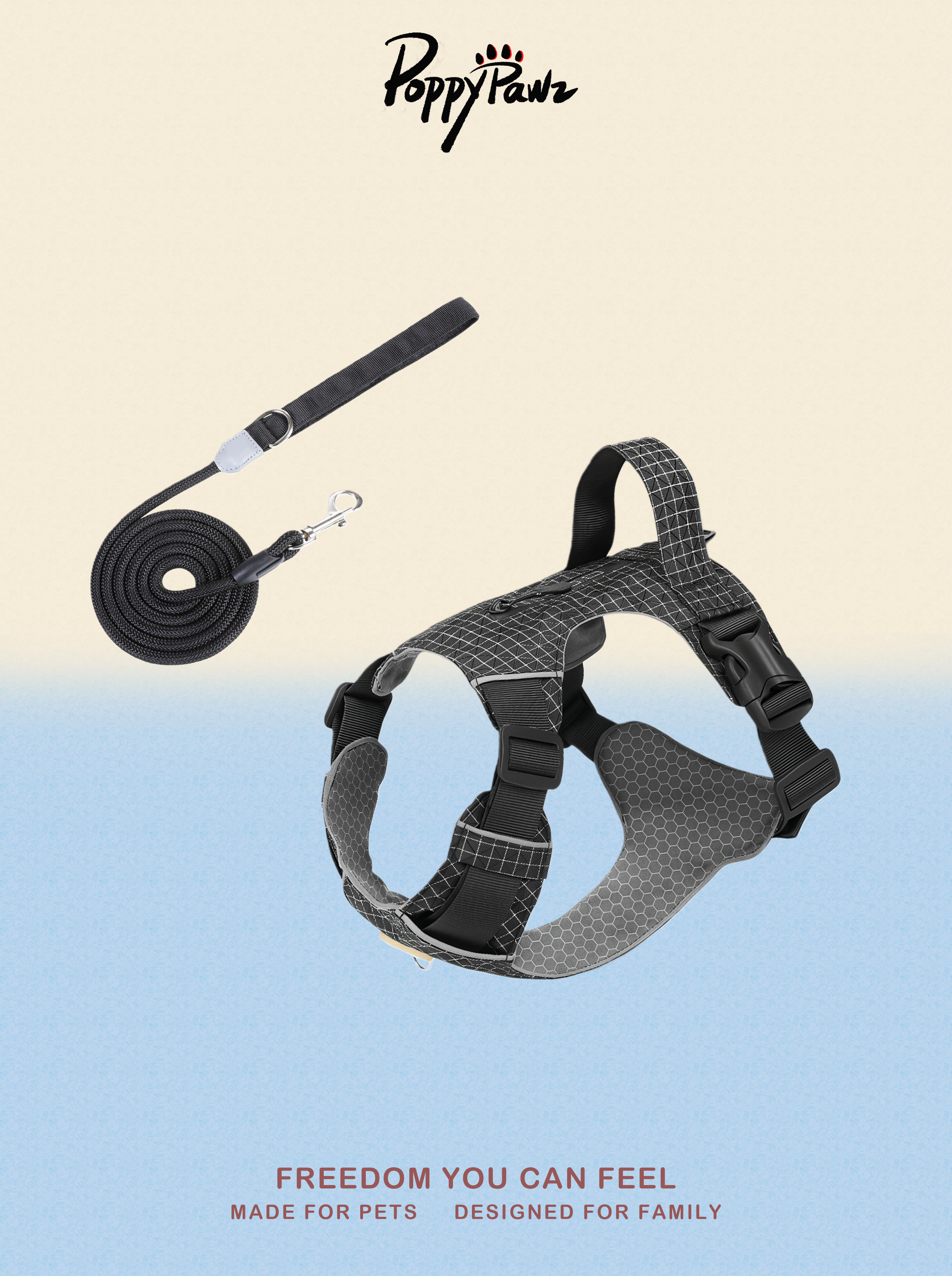 Reflective No-Pull Dog Harness and Lead Set