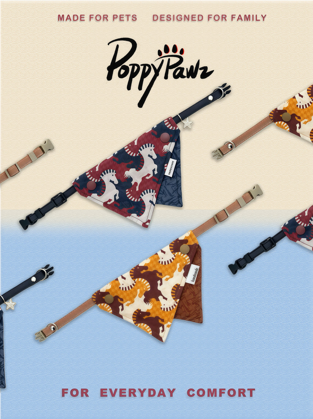 Adjustable Cotton Pet Bandana Collar