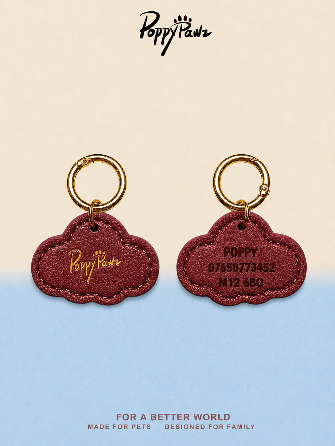Personalised ID Tag Burgundy*