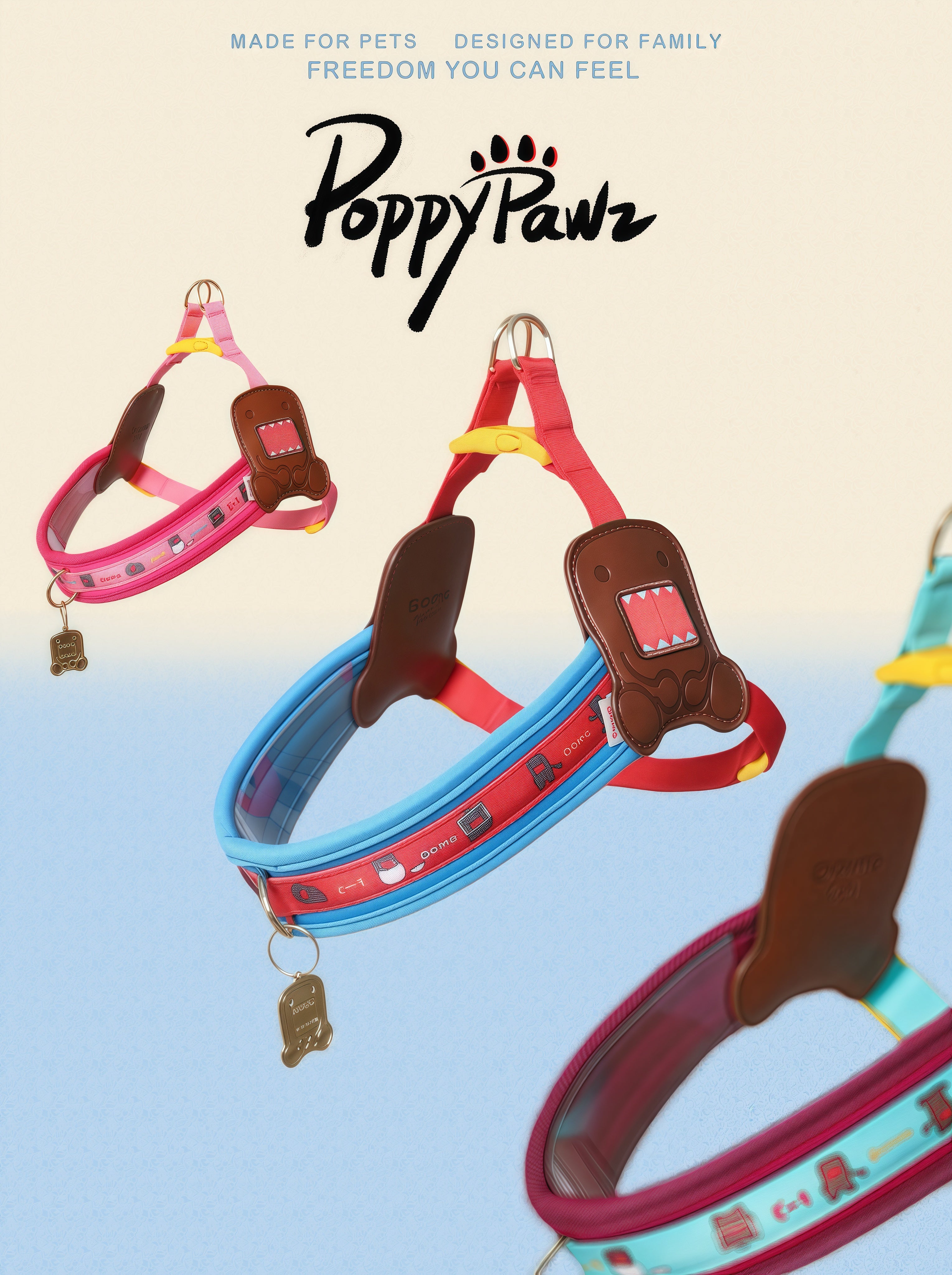 Padded Neoprene A-Shape Pet Harness with ID Tag