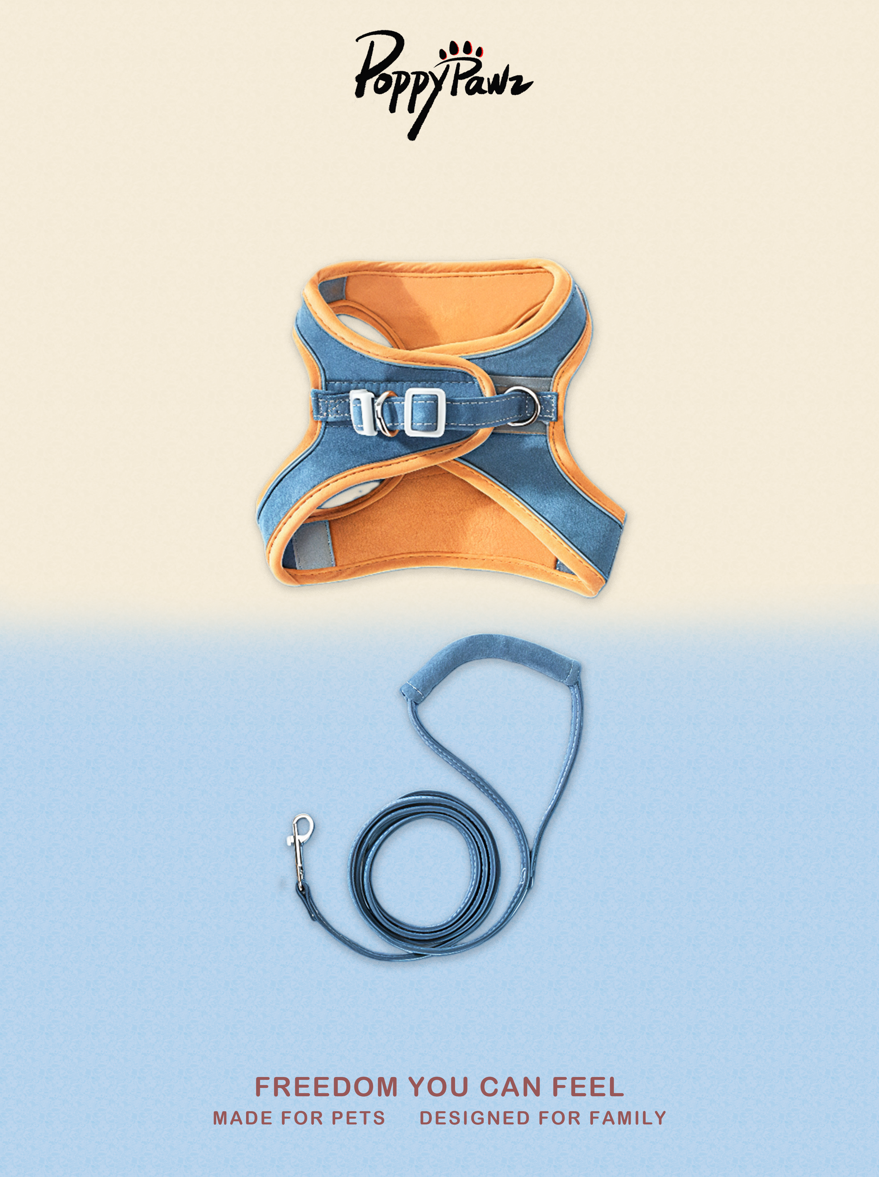 Suede Cat Harness and Lead Set