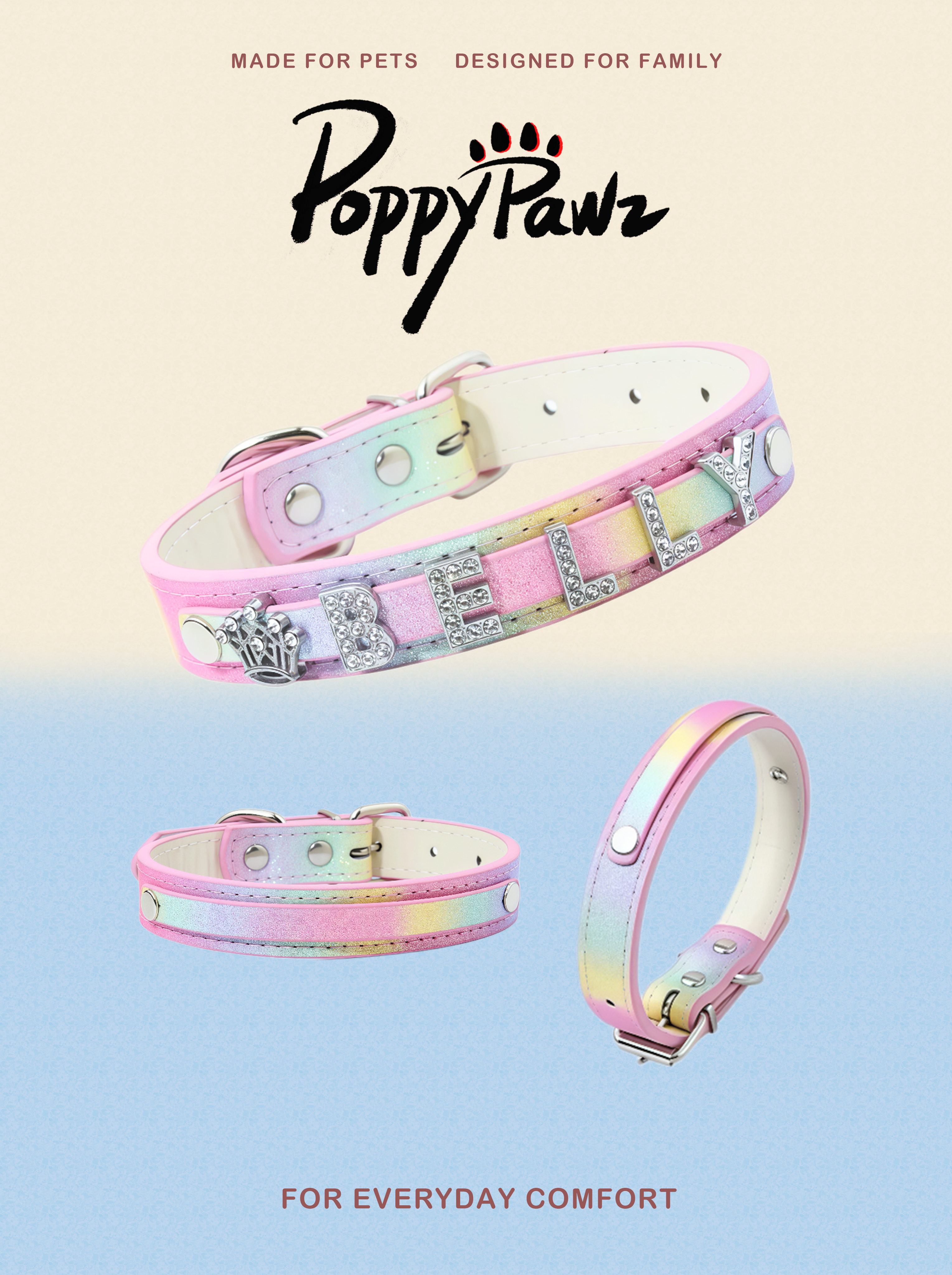 Custom Letter Leather Pet Collar